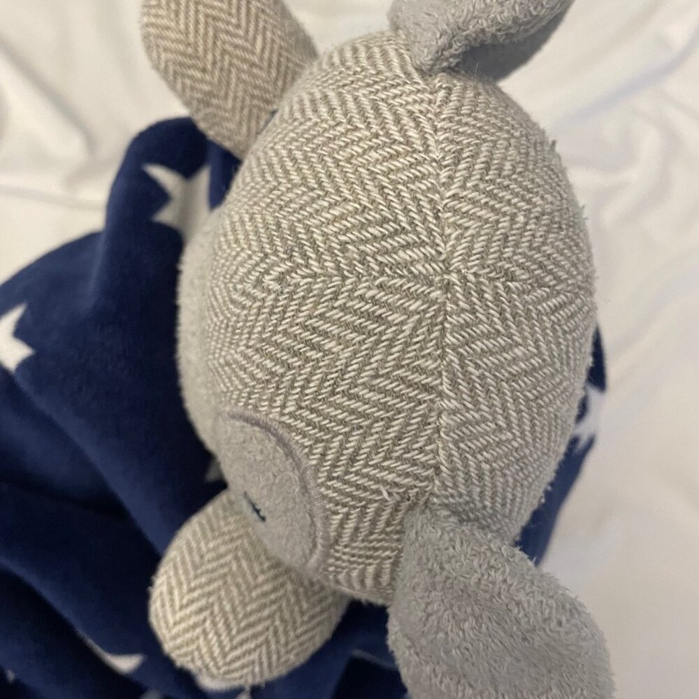 Cloud Island Gray Dog Blue Security Blanket White Stars Lovey 29x28.5” - Picture 14 of 14